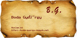 Boda György névjegykártya